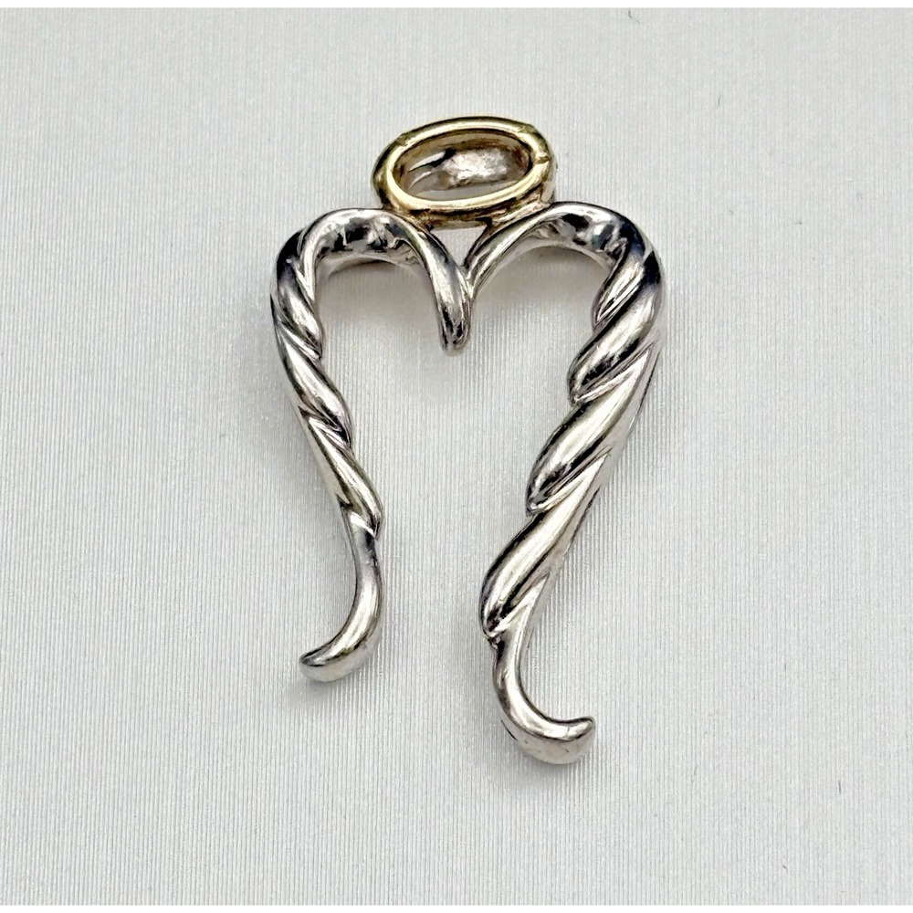 Alwand Vahan Sterling Silver Slide Pendant Gilded Halo Angel Wings 925 AV